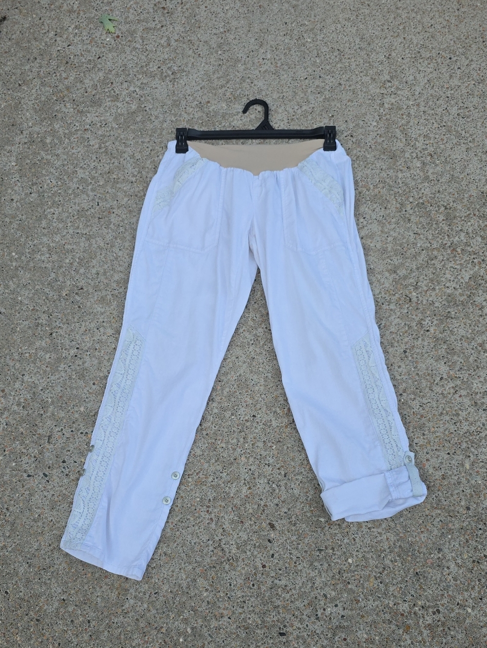 Motherhood Secret Fit Belly Linen Blend Adjustable Length Pants Size M